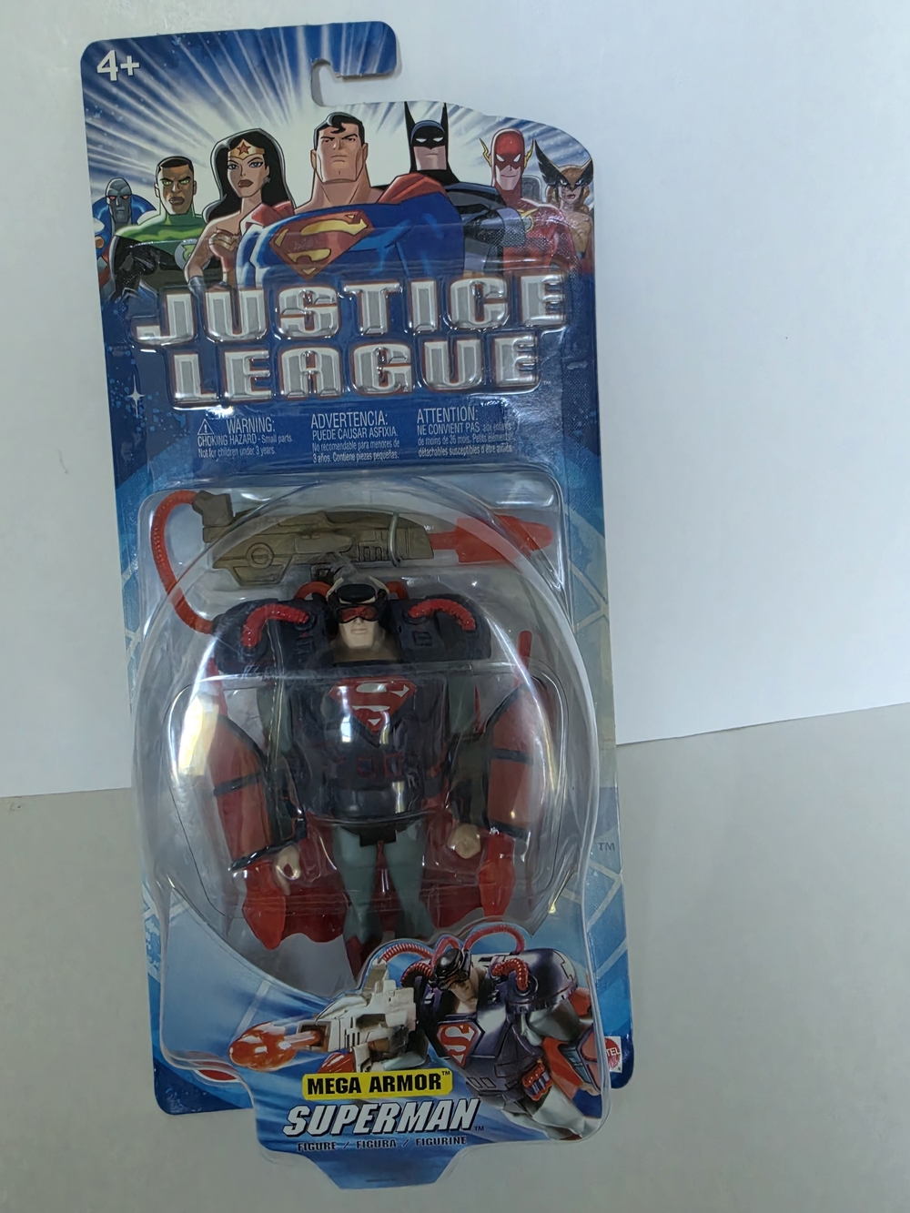 a 2003 Mattel Justice League Mega Armor Superman 4.5-inch action figure